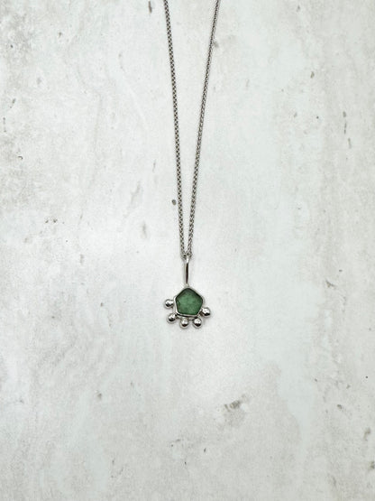 Green Sunburst Pendant Silver