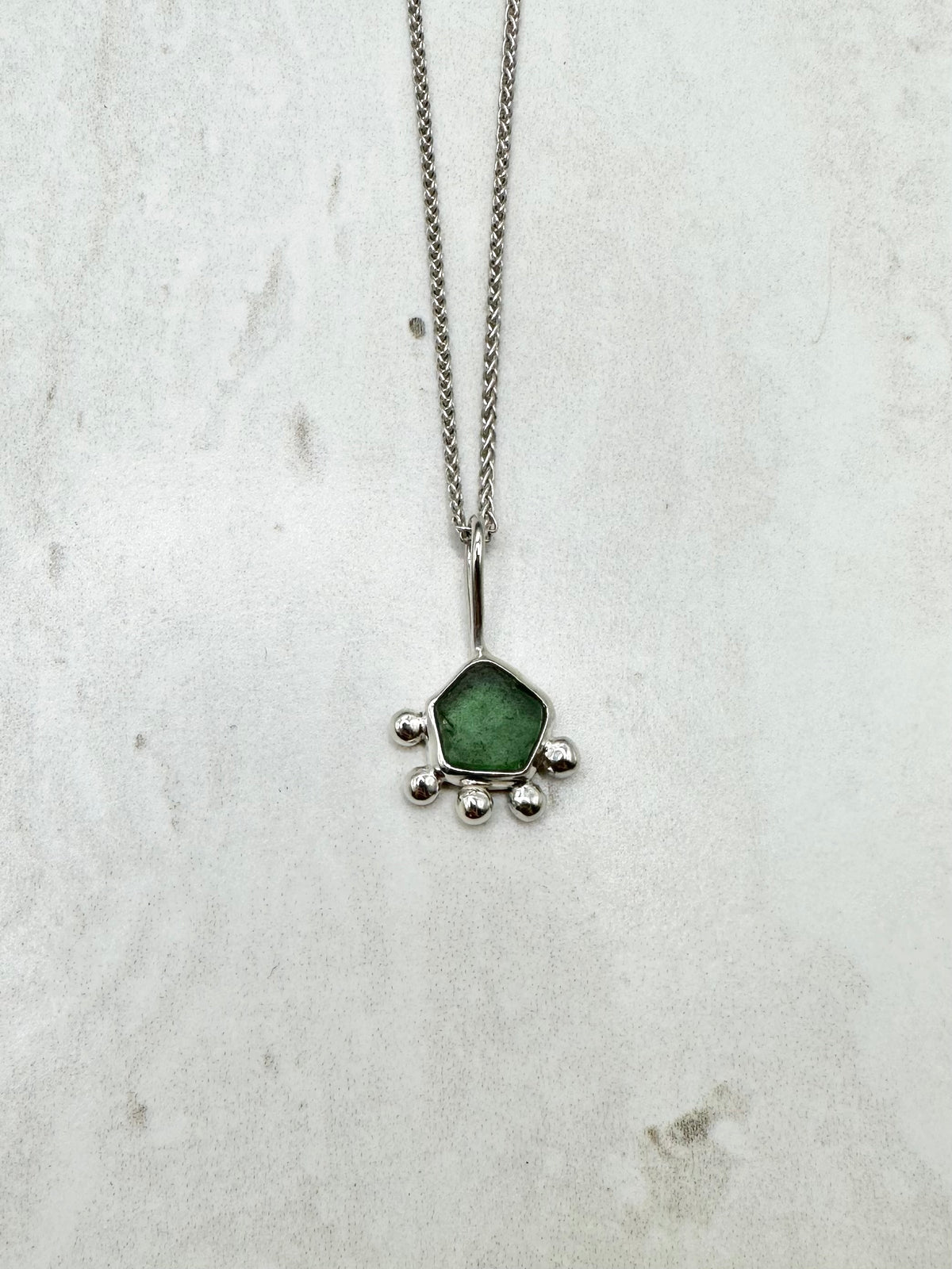 Green Sunburst Pendant Silver