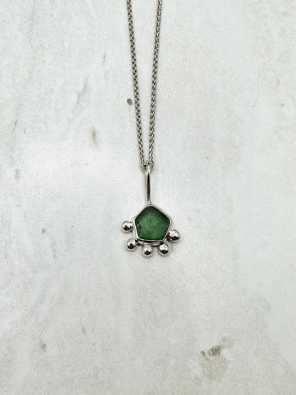 Green Sunburst Pendant Silver