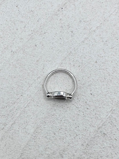 Silver Seaglass Ring in White