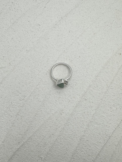 Sterling Silver Seaglass Ring in Frosted Green