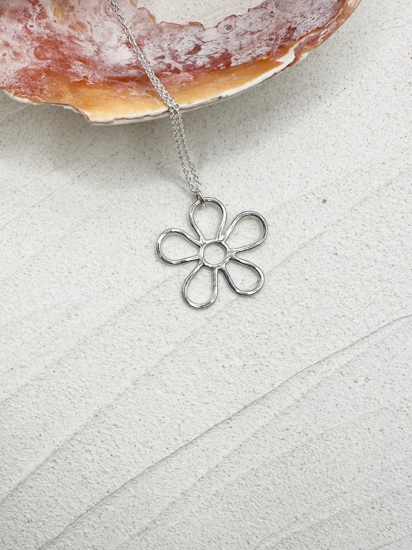 Silver Flower Power Pendant - 5 Petal