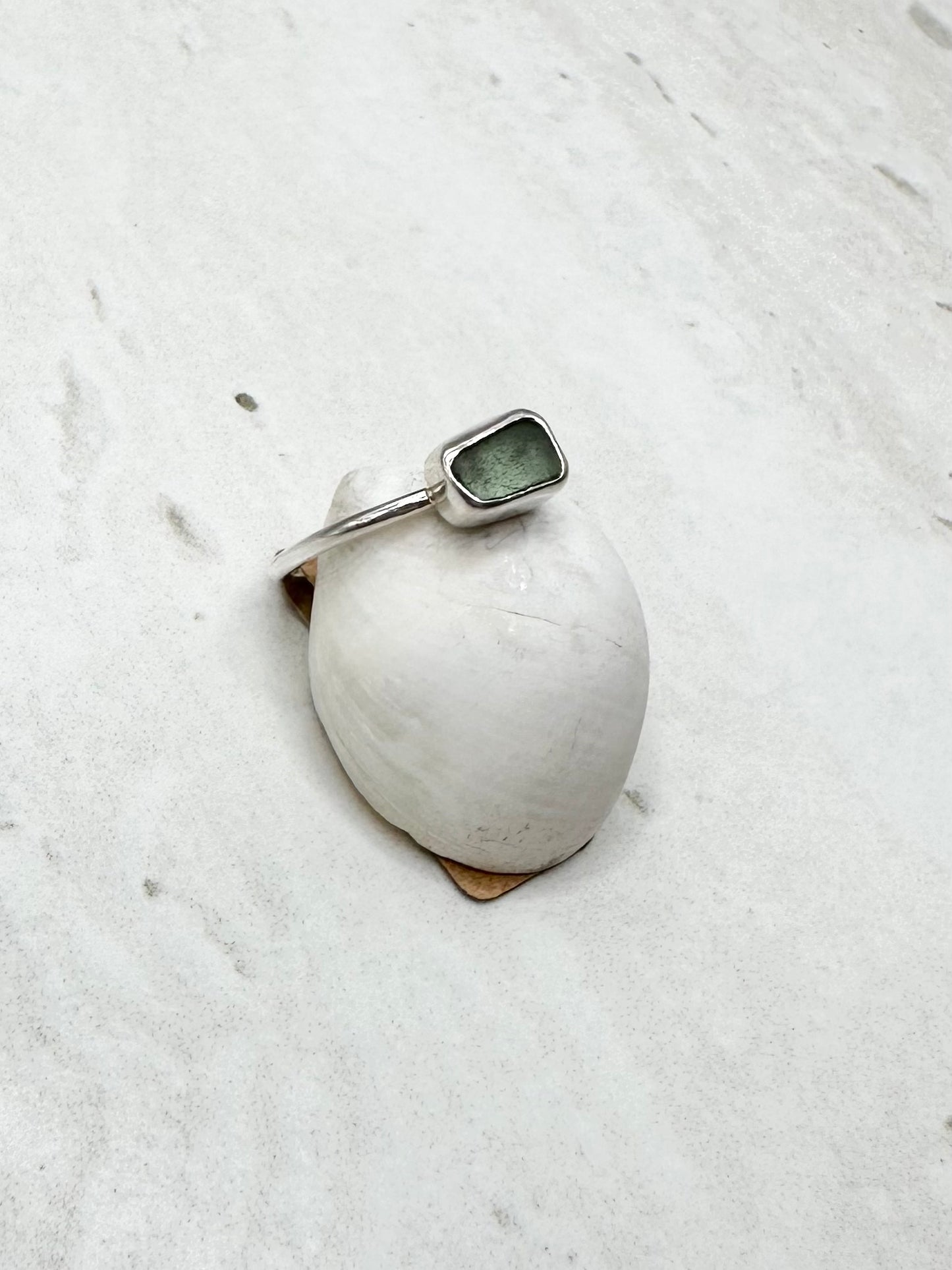 Light Blue Seaglass Ring Silver - P