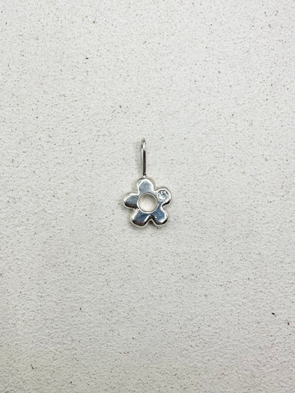 Chunky Flower Pendant Silver & Sapphire