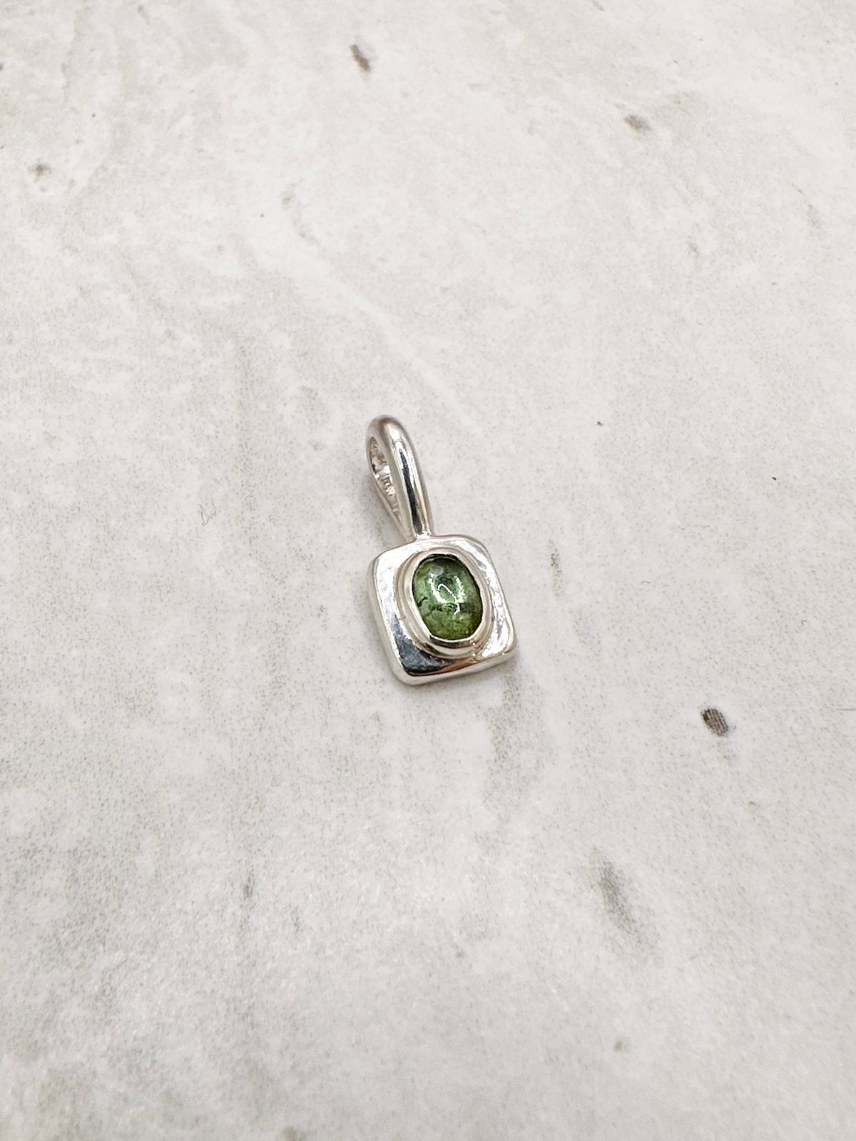 Square Tourmaline Pendant Silver