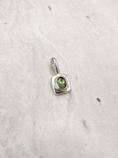 Square Tourmaline Pendant Silver