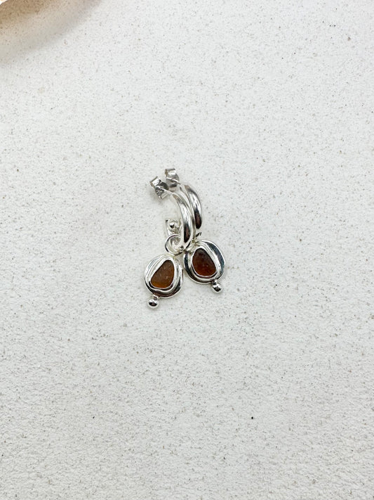 Amber Seaglass Charms Silver