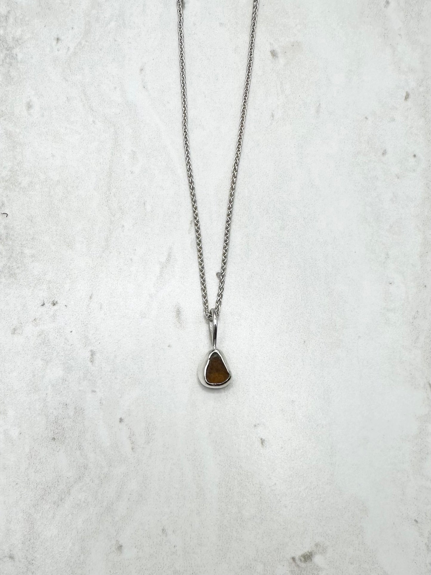 Amber Seaglass Pendant Silver