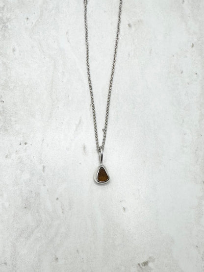 Amber Seaglass Pendant Silver