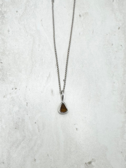 Amber Seaglass Pendant Silver
