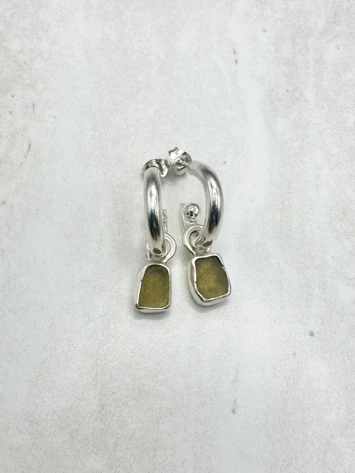 Yellow Seaglass Charms Silver