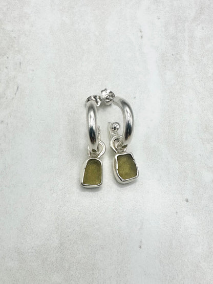Yellow Seaglass Charms Silver