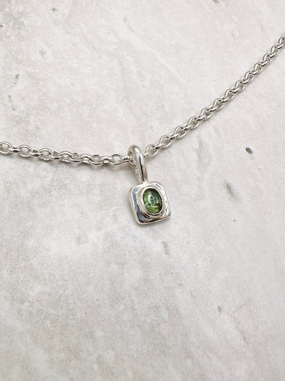 Square Tourmaline Pendant Silver