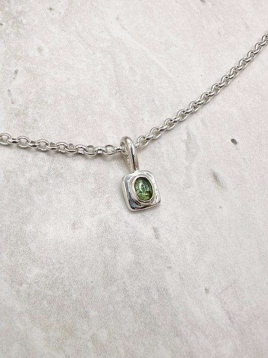 Square Tourmaline Pendant Silver