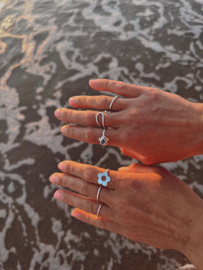 Silver Flower Power Ring