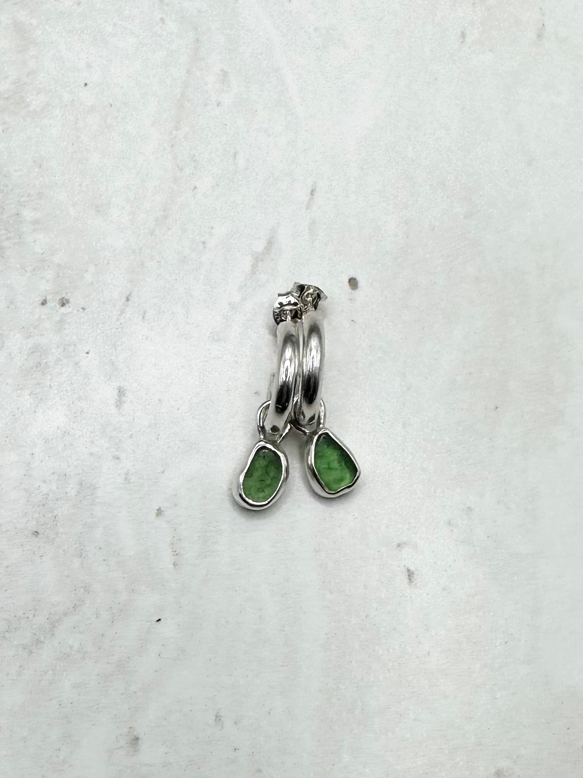Green Seaglass Charms Silver