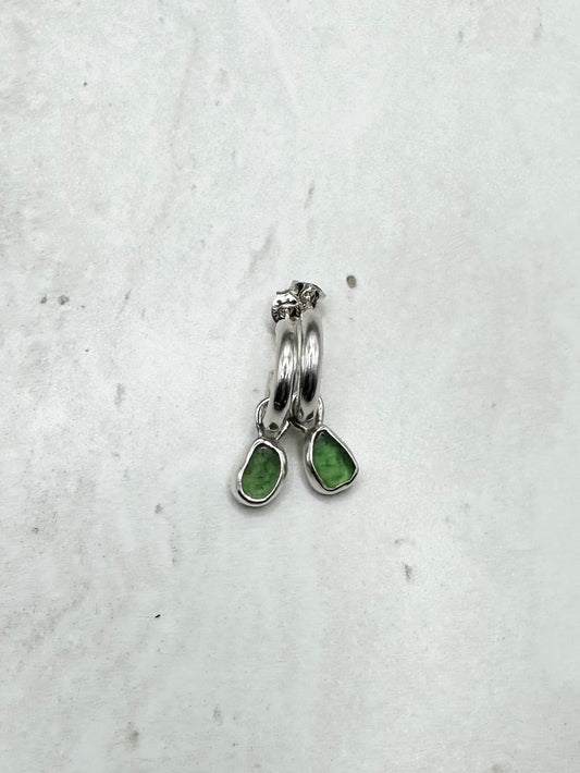 Green Seaglass Charms Silver