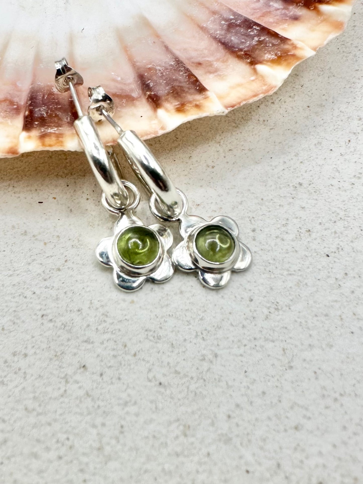 Peridot Flower Charms Silver