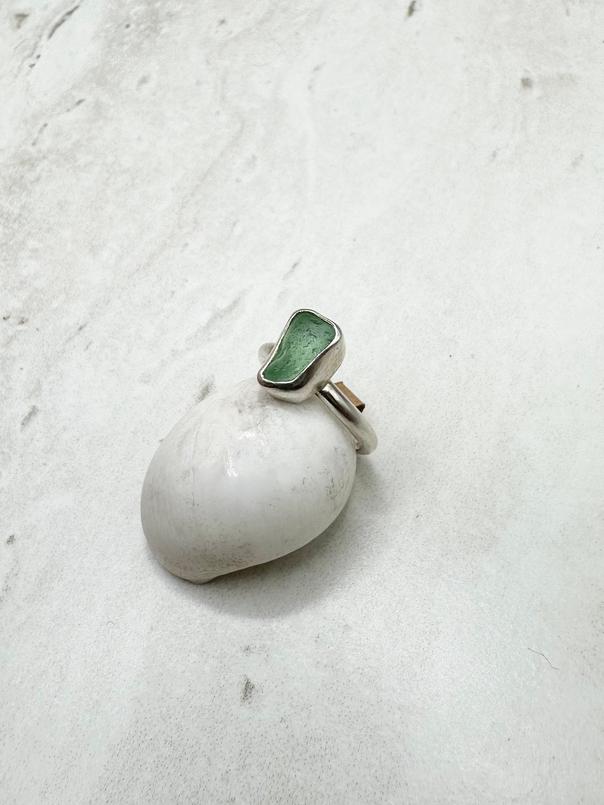 Light Blue Seaglass Ring Silver - H.5