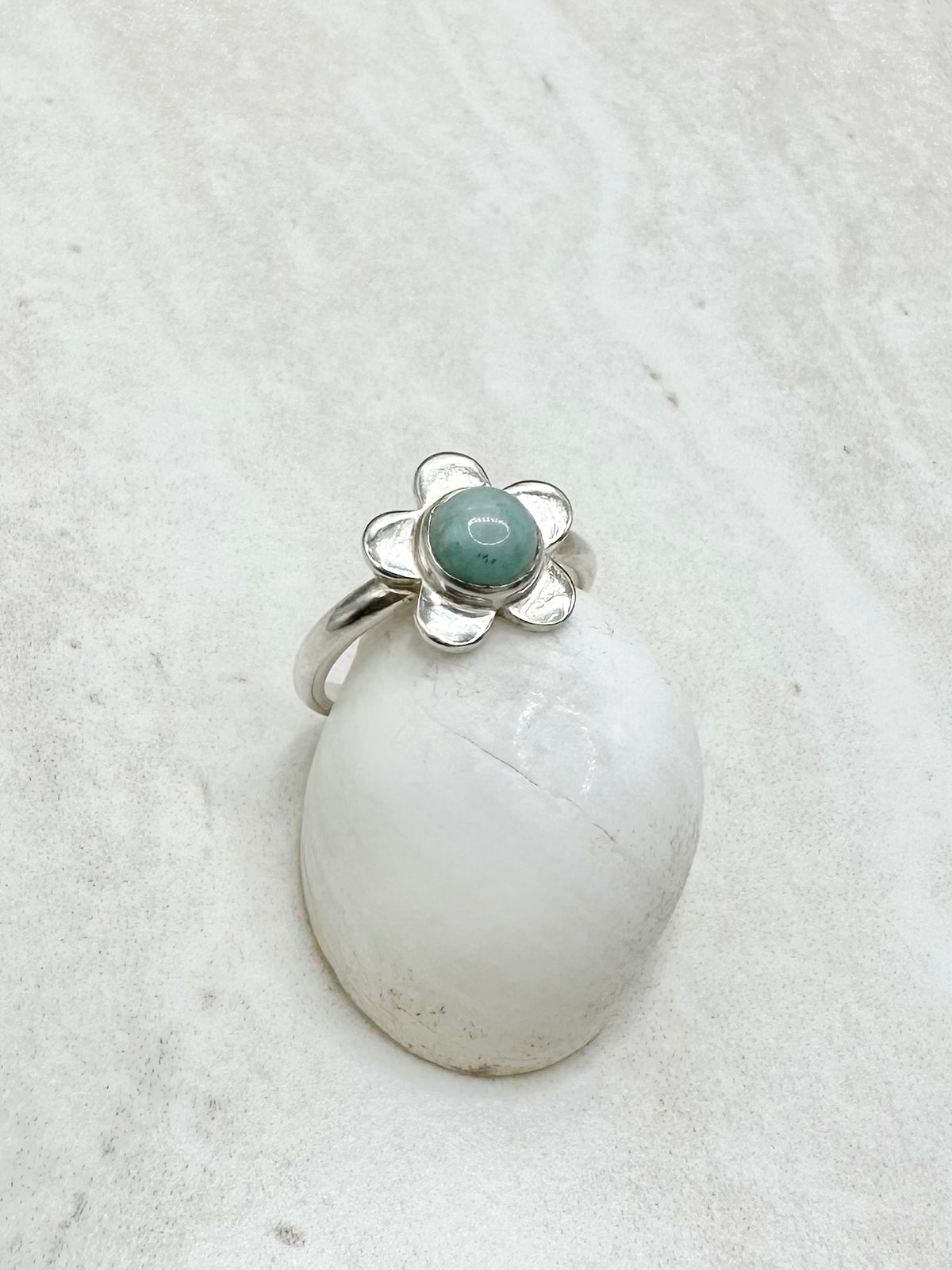 Amazonite Flower Ring Silver
