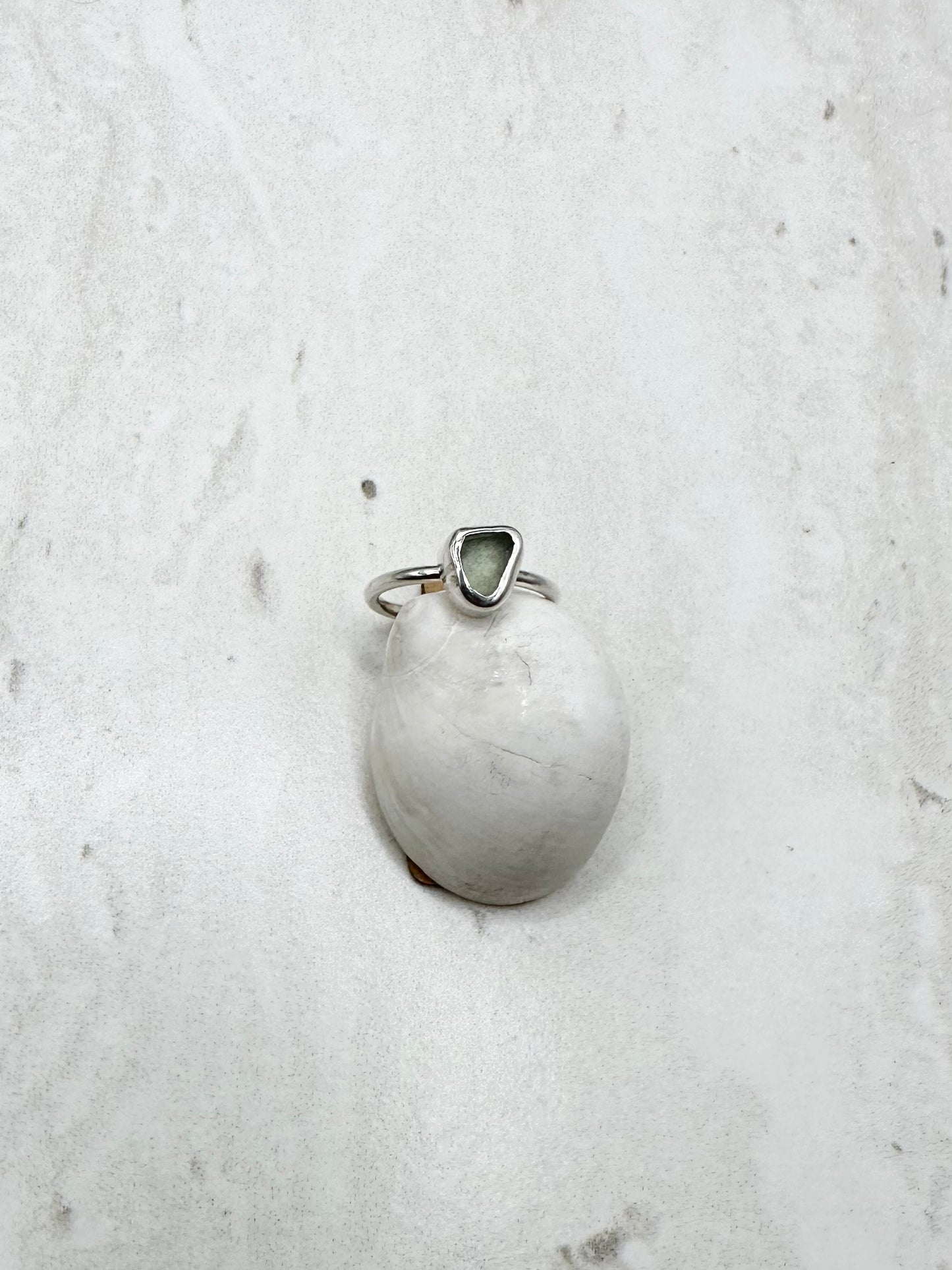 Light Blue Seaglass Ring Silver - G