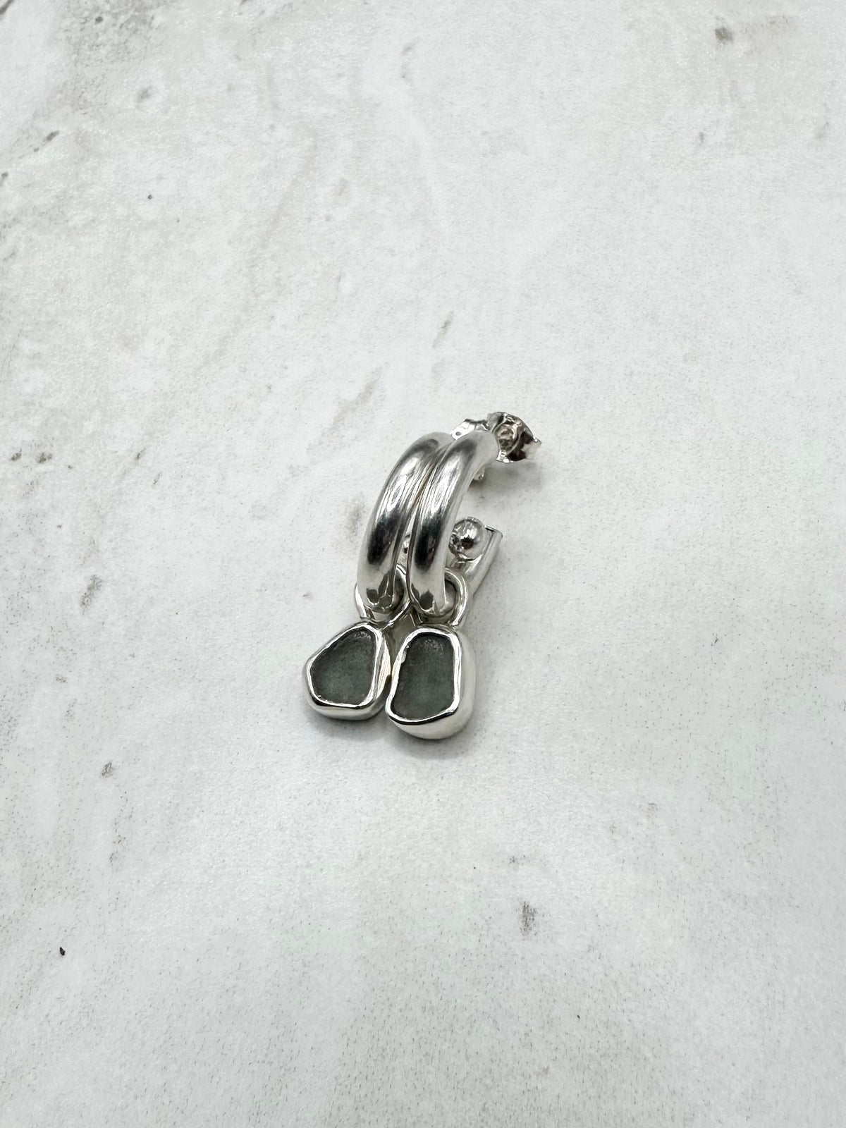 Green Seaglass Charms Silver