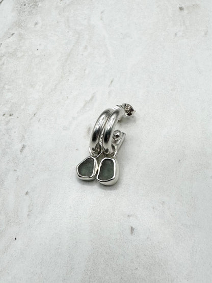 Green Seaglass Charms Silver