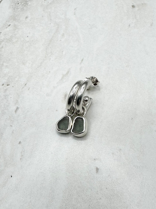 Green Seaglass Charms Silver