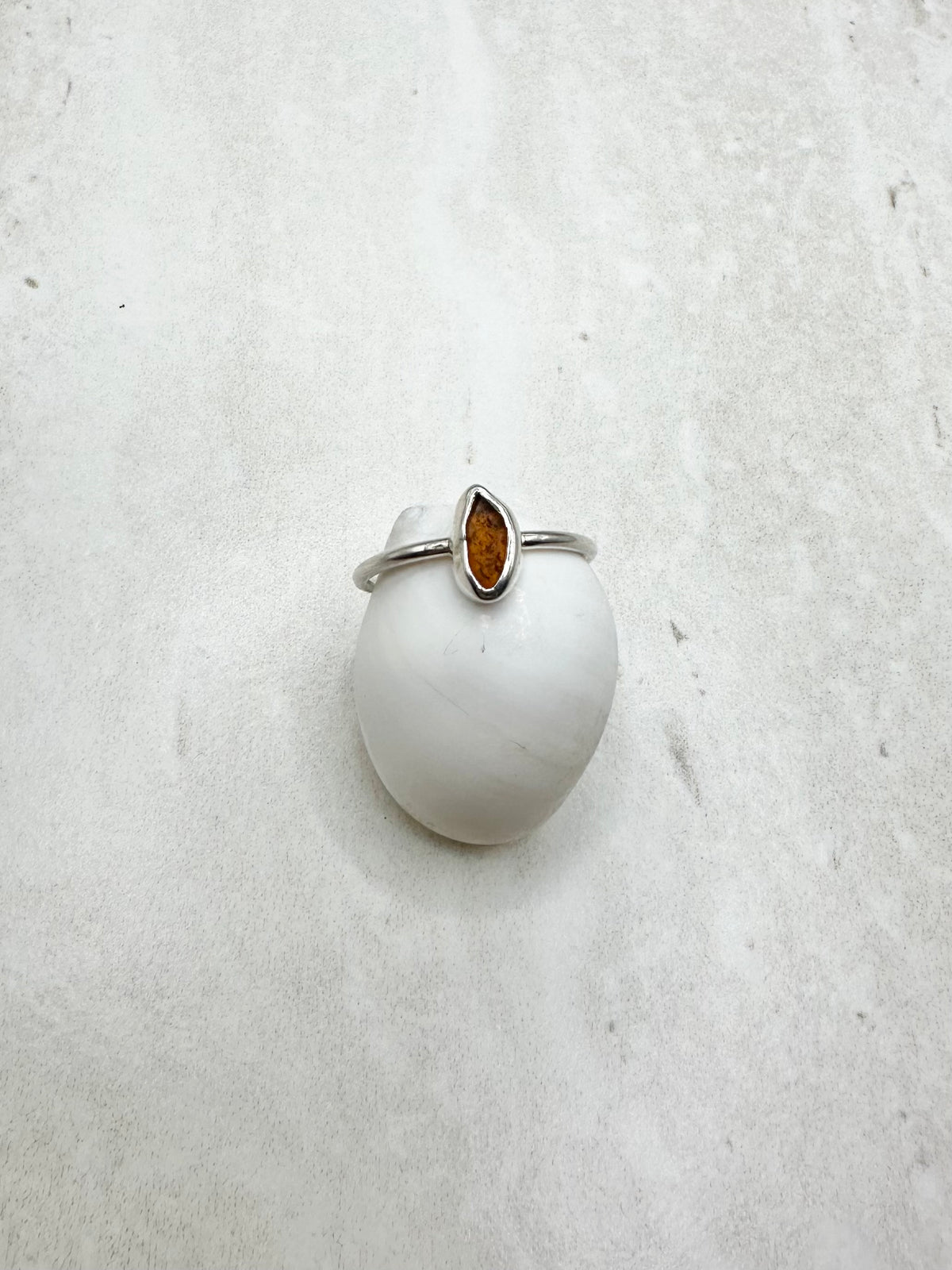 Amber Seaglass Ring Silver - N.5