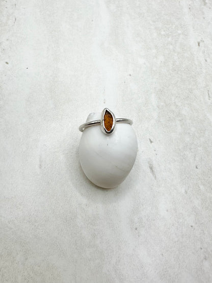 Amber Seaglass Ring Silver - N.5
