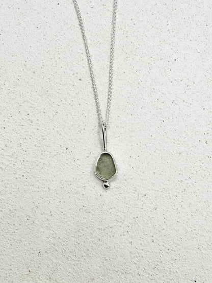 White Seaglass Pendant Silver