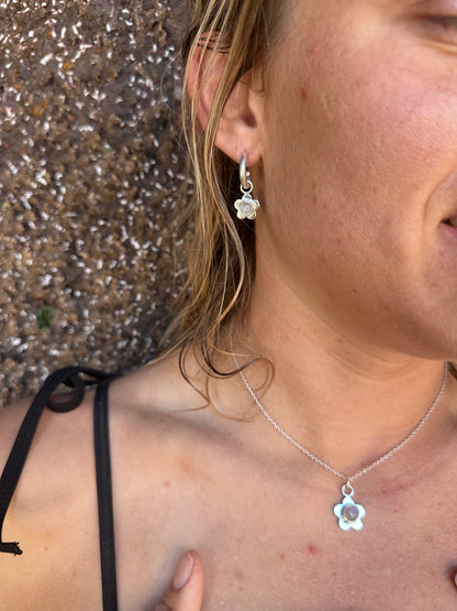 Moonstone Flower Charms Silver