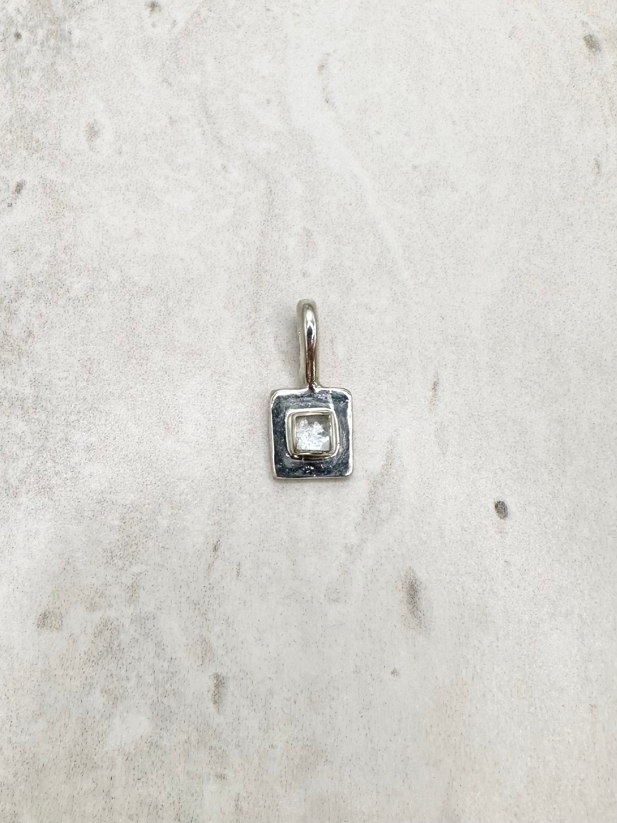 Square Aquamarine Pendant Silver