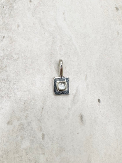 Square Aquamarine Pendant Silver