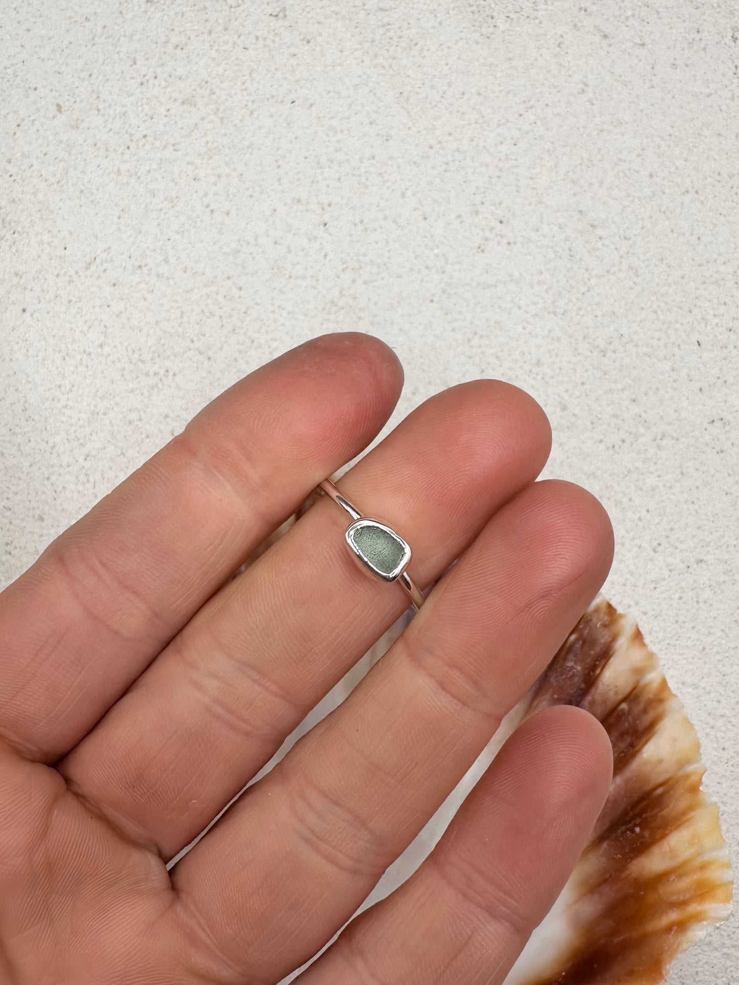 Light Blue Seaglass Ring Silver