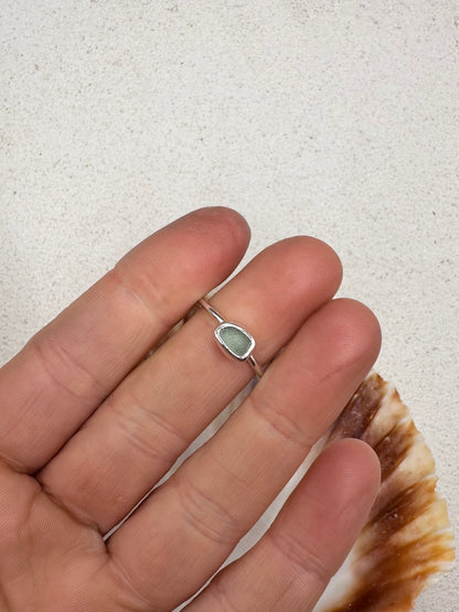 Light Blue Seaglass Ring Silver