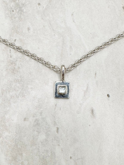 Square Aquamarine Pendant Silver