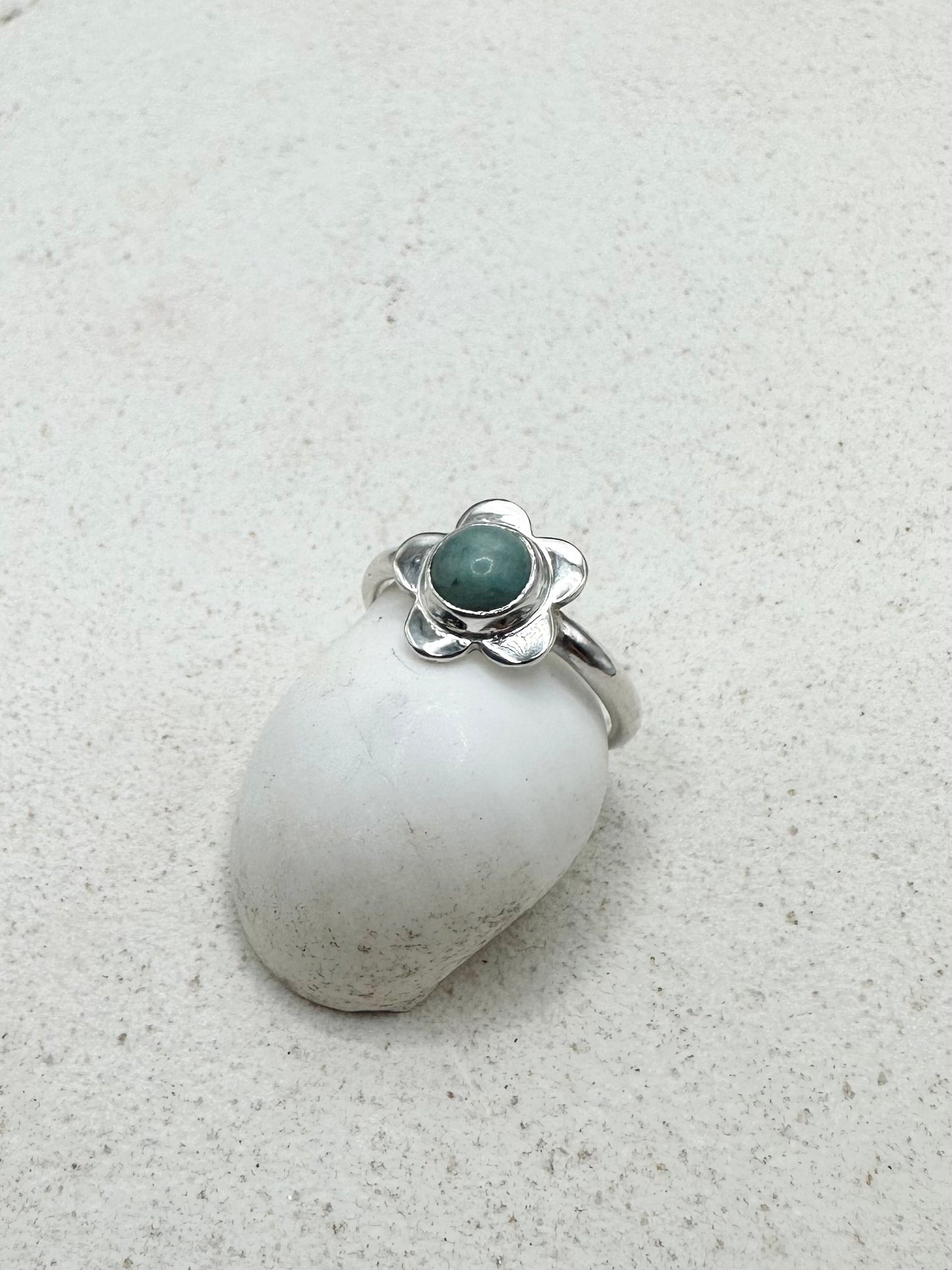 Amazonite Flower Ring Silver