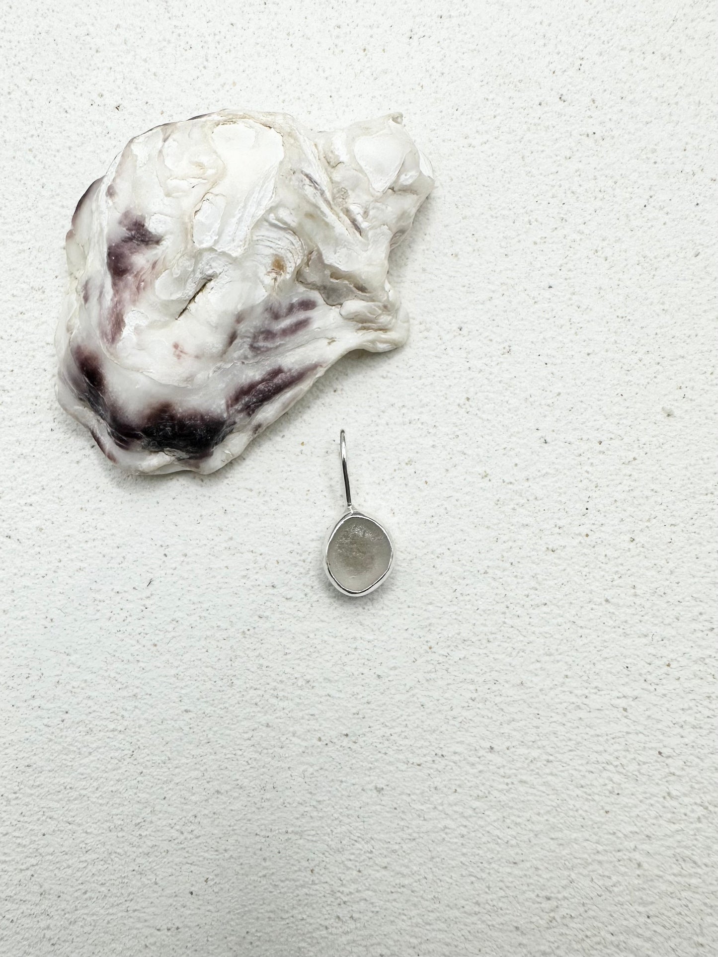 White Seaglass Pendant in Silver