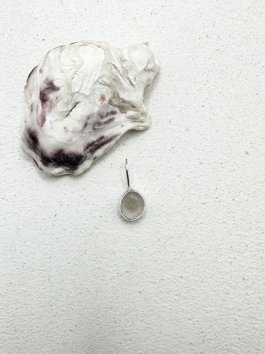 White Seaglass Pendant in Silver