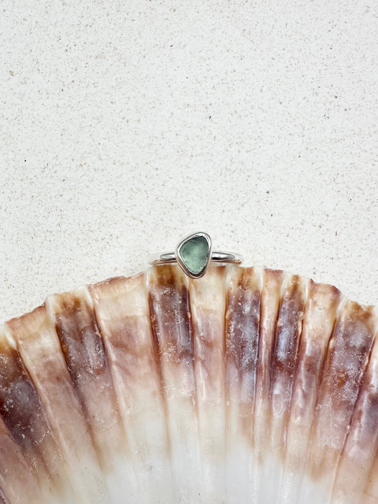 Light Blue Seaglass Ring Silver