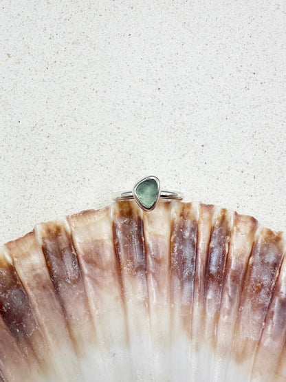 Light Blue Seaglass Ring Silver