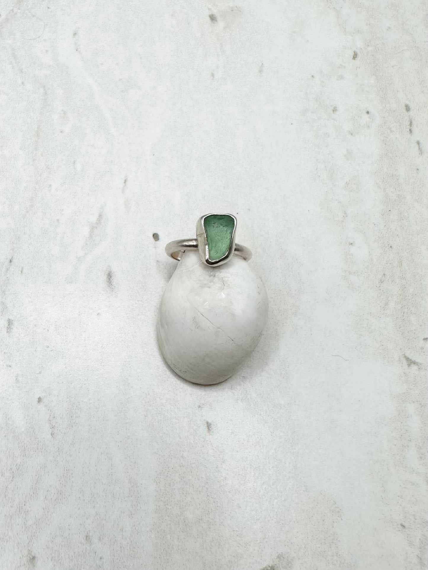 Light Blue Seaglass Ring Silver - H.5