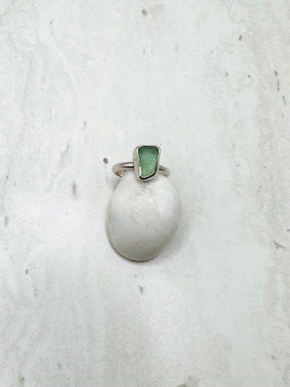 Light Blue Seaglass Ring Silver - H.5