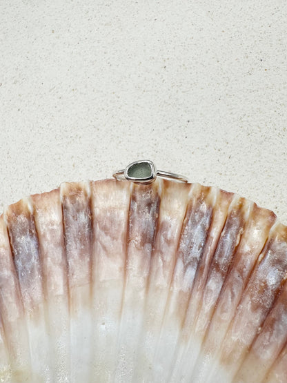 Light Blue Seaglass Ring Silver