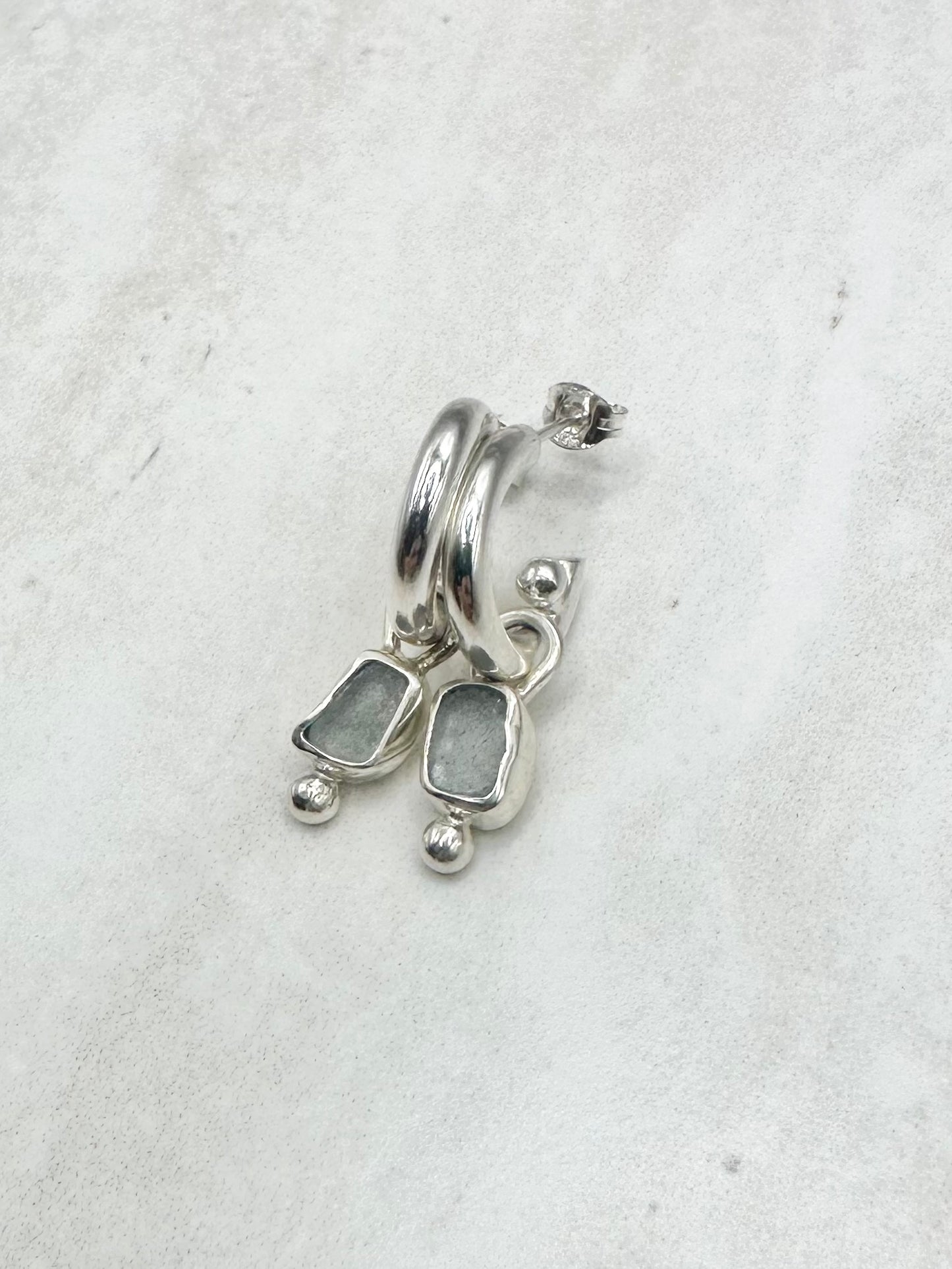 Light Blue Seaglass Charms Silver