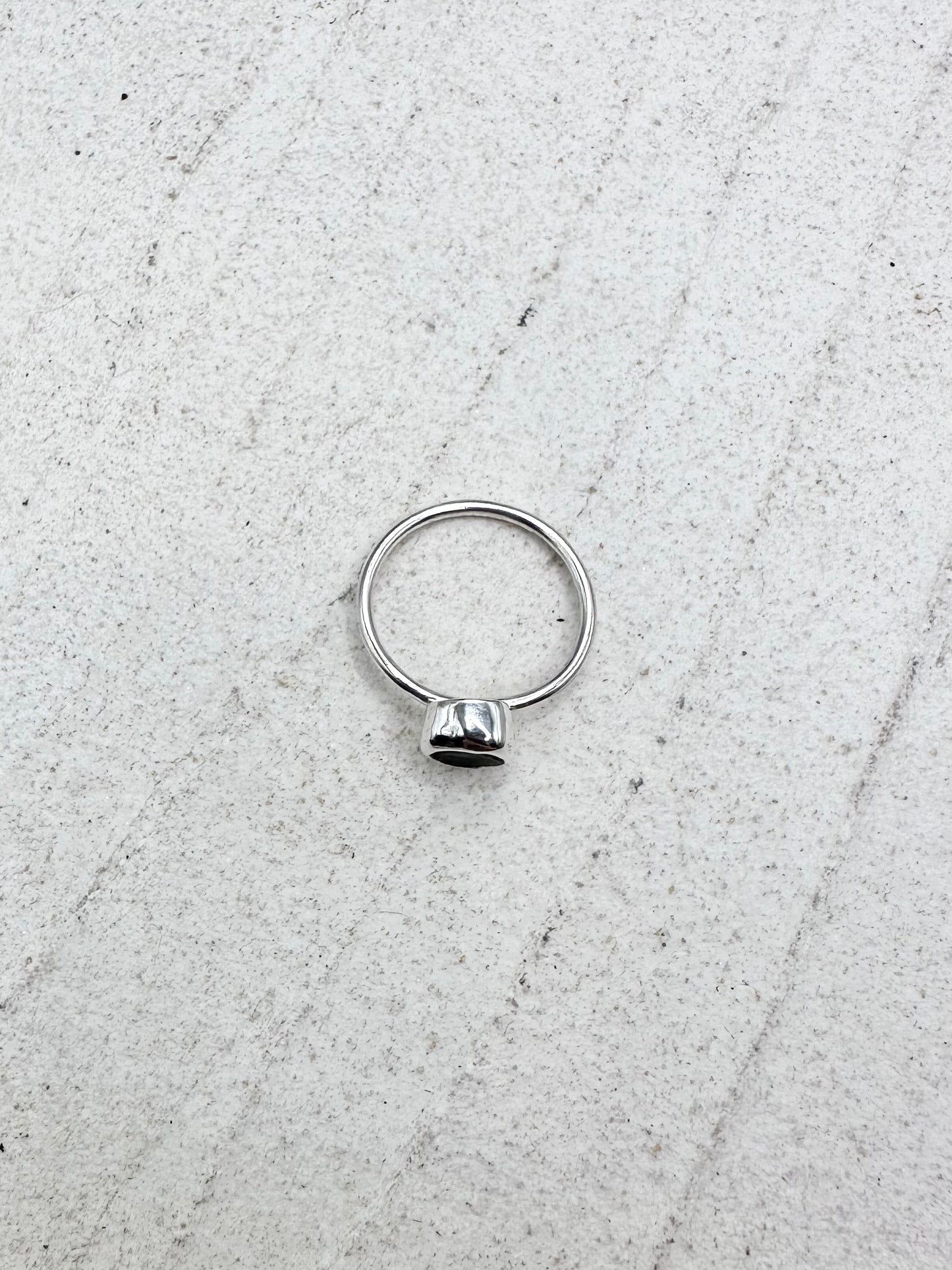 Blue Seaglass Ring in Silver