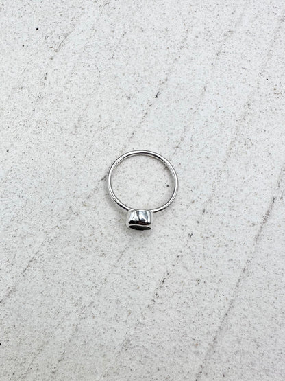 Blue Seaglass Ring in Silver