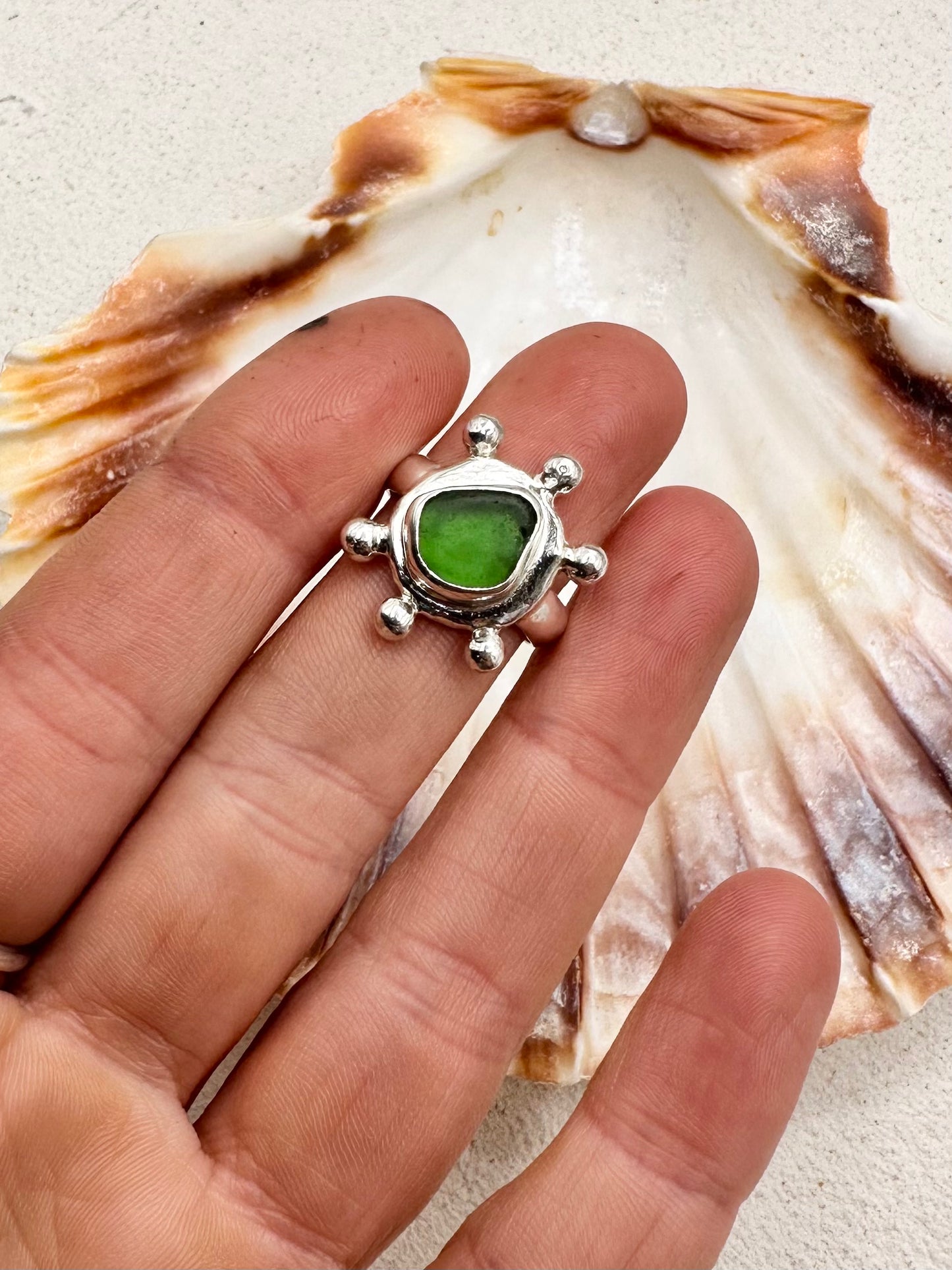 Green Sunseeker Ring Silver