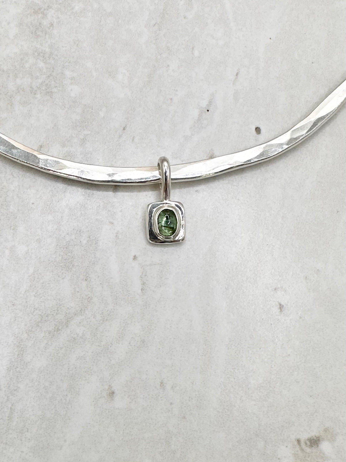 Square Tourmaline Pendant Silver